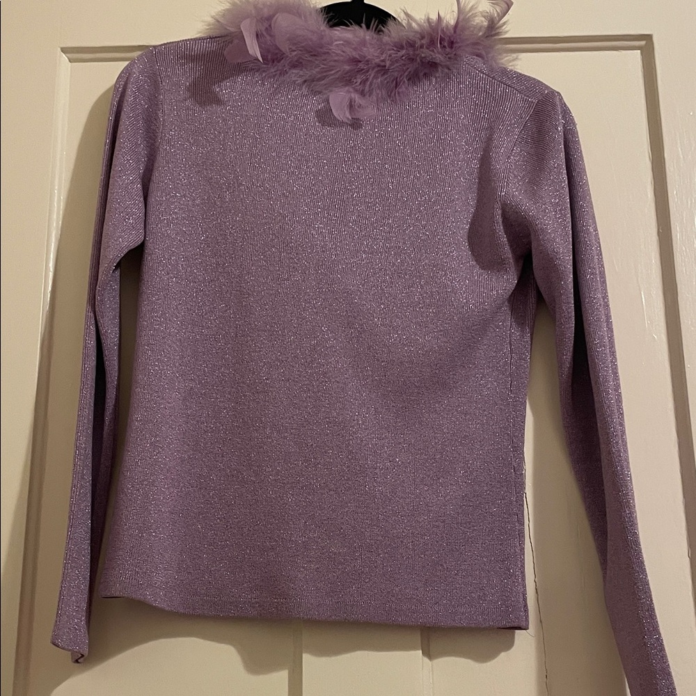 Joseph A Lavender Glitter Cardigan with Feather Detail - Picture 7 of 7